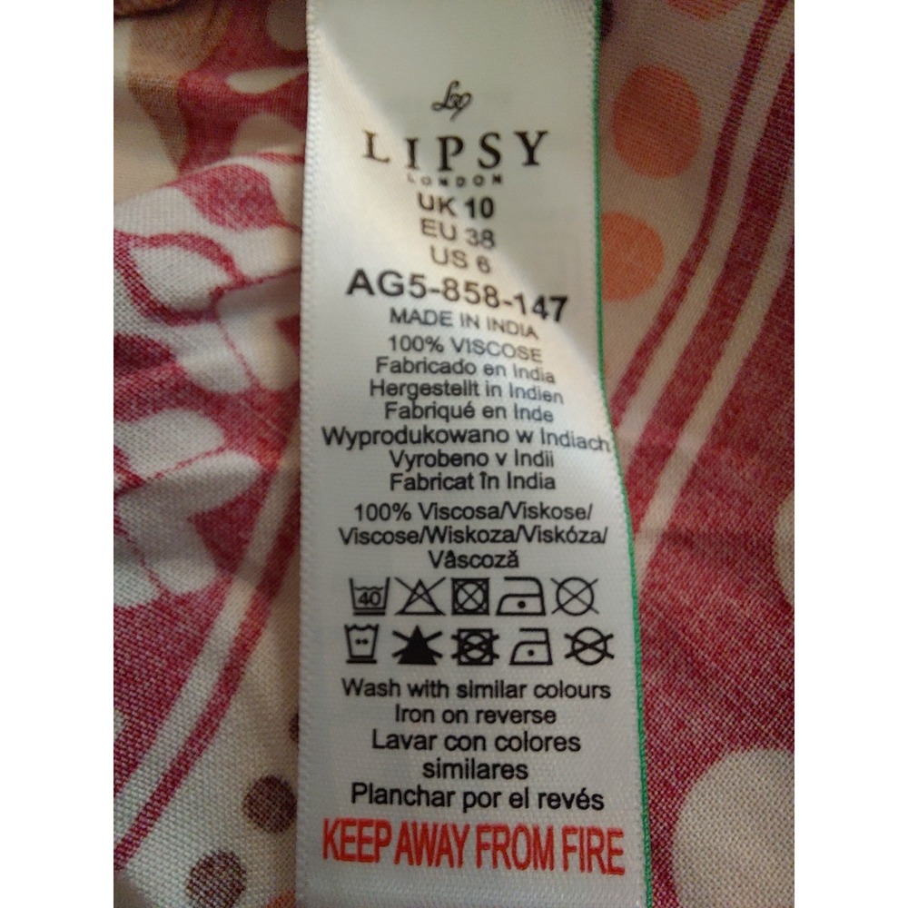 Lipsy London Palm Print Maxi Dress Red With Vibrant Palm Leaves Viscose Sz 6 NEW - Picture 11 of 12